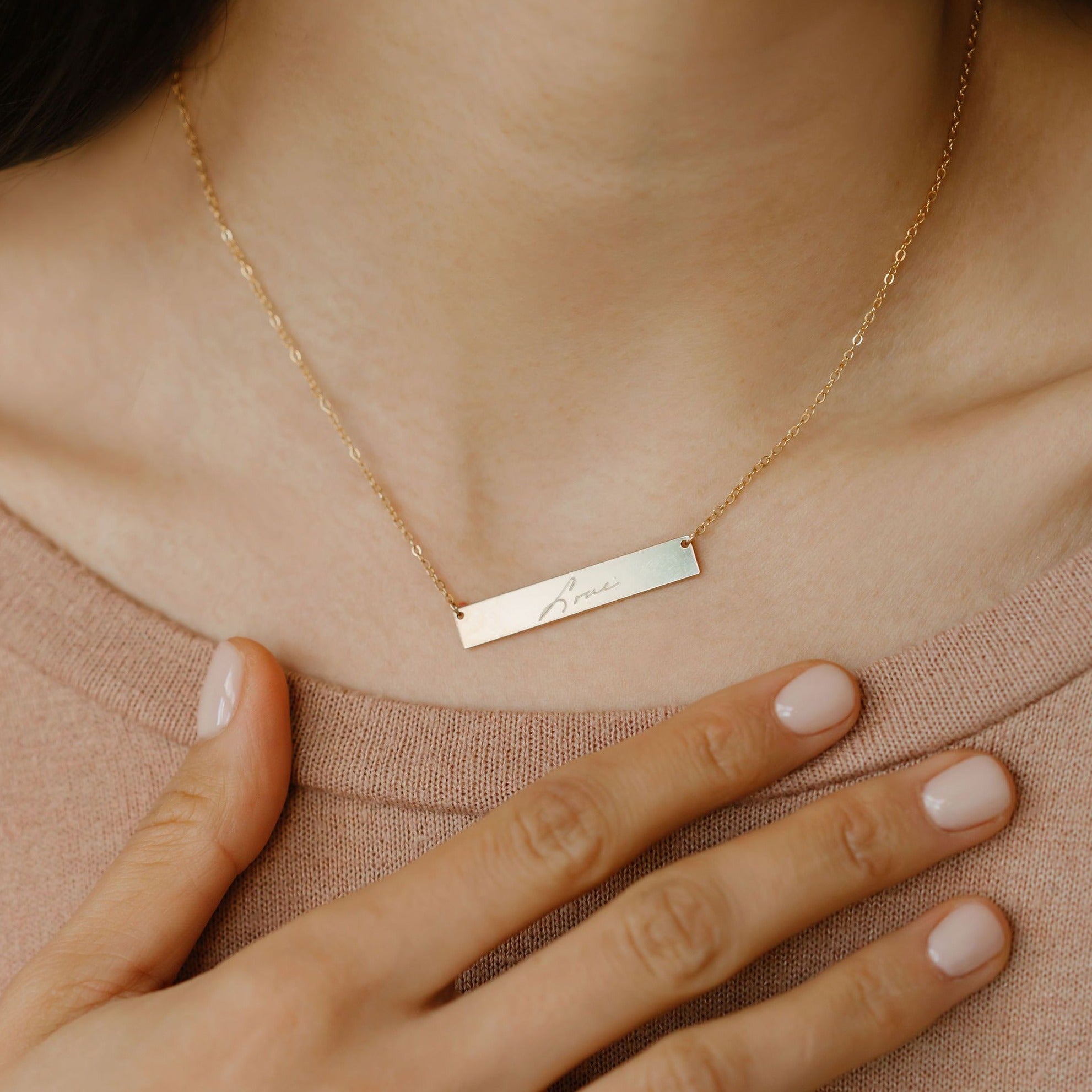 Custom Handwriting Bar Necklace - M E I R A K O
