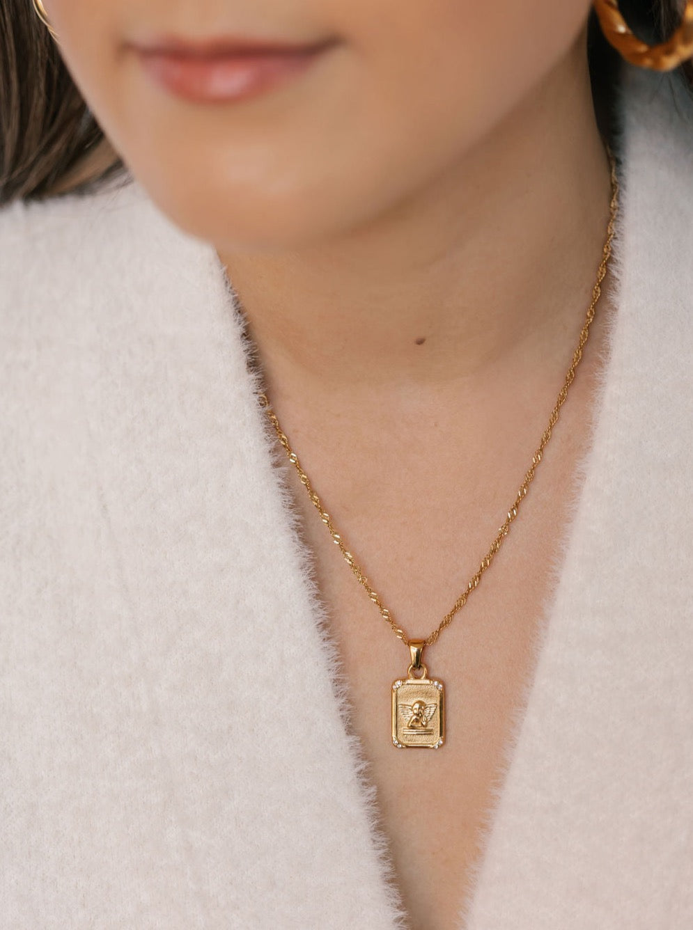Anti tarnish angle necklace