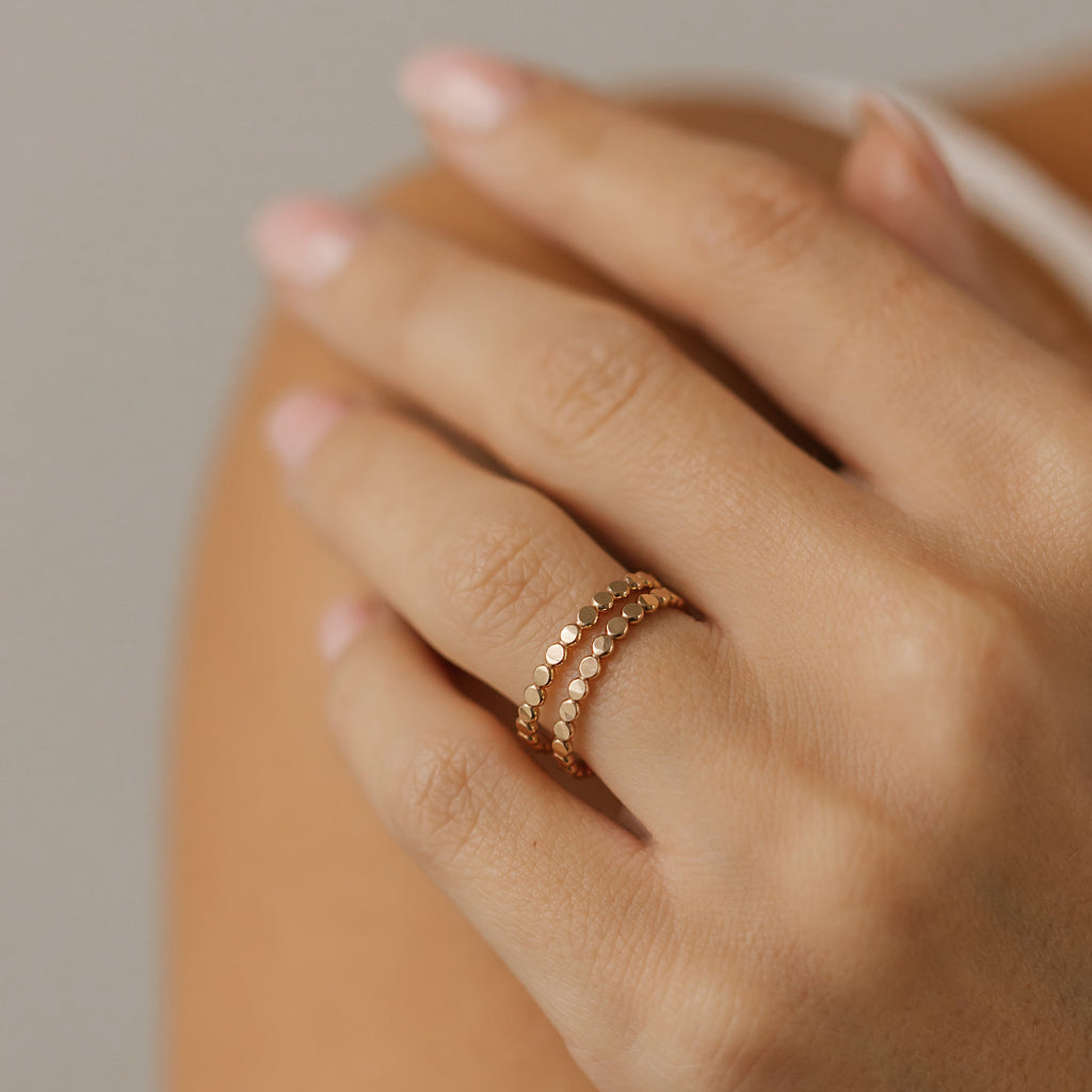 flat bead stackable ring made in Canada