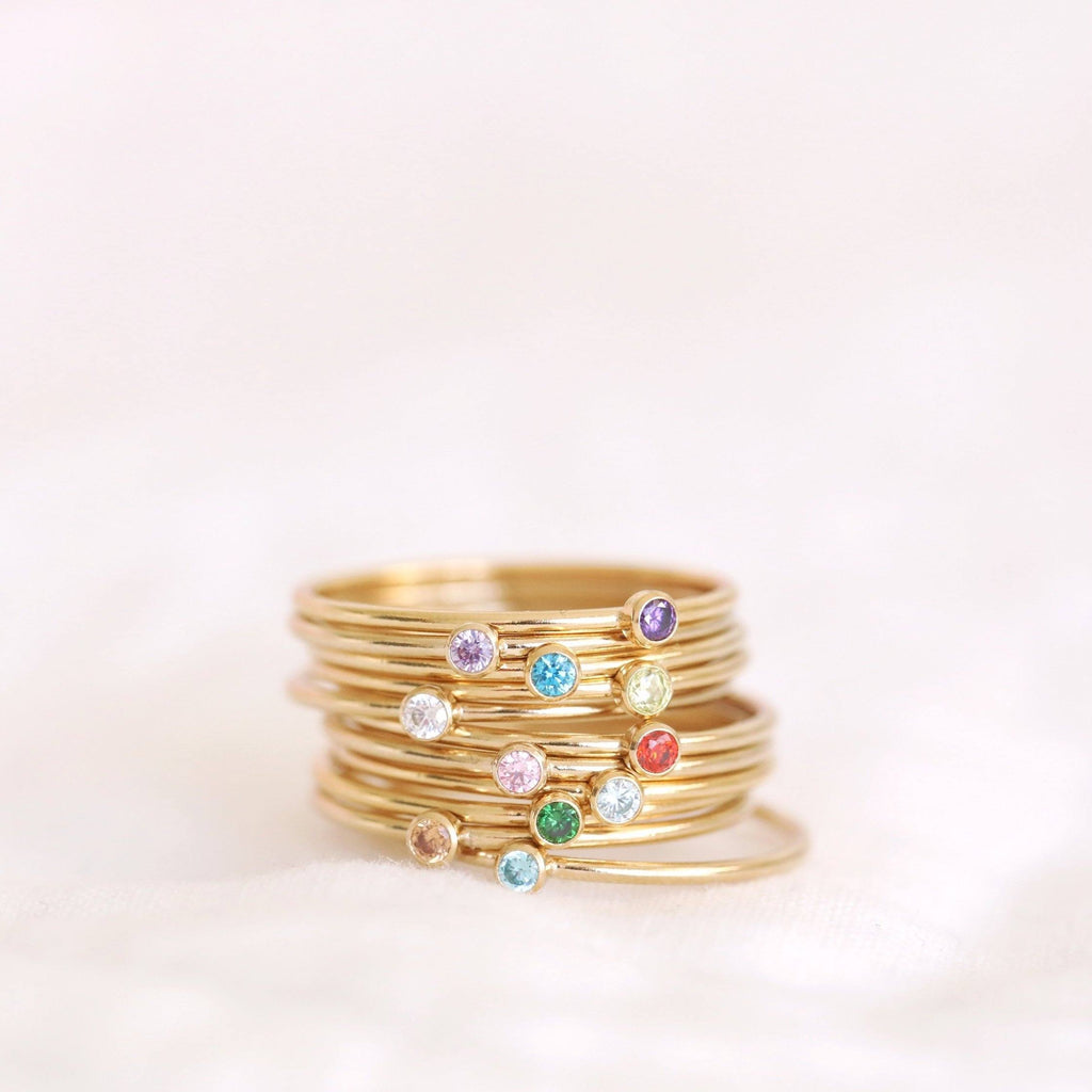 Handmade birthstone rings made with sterling silver and gold filled. Handmade birthstone rings sustainably made in Canada.