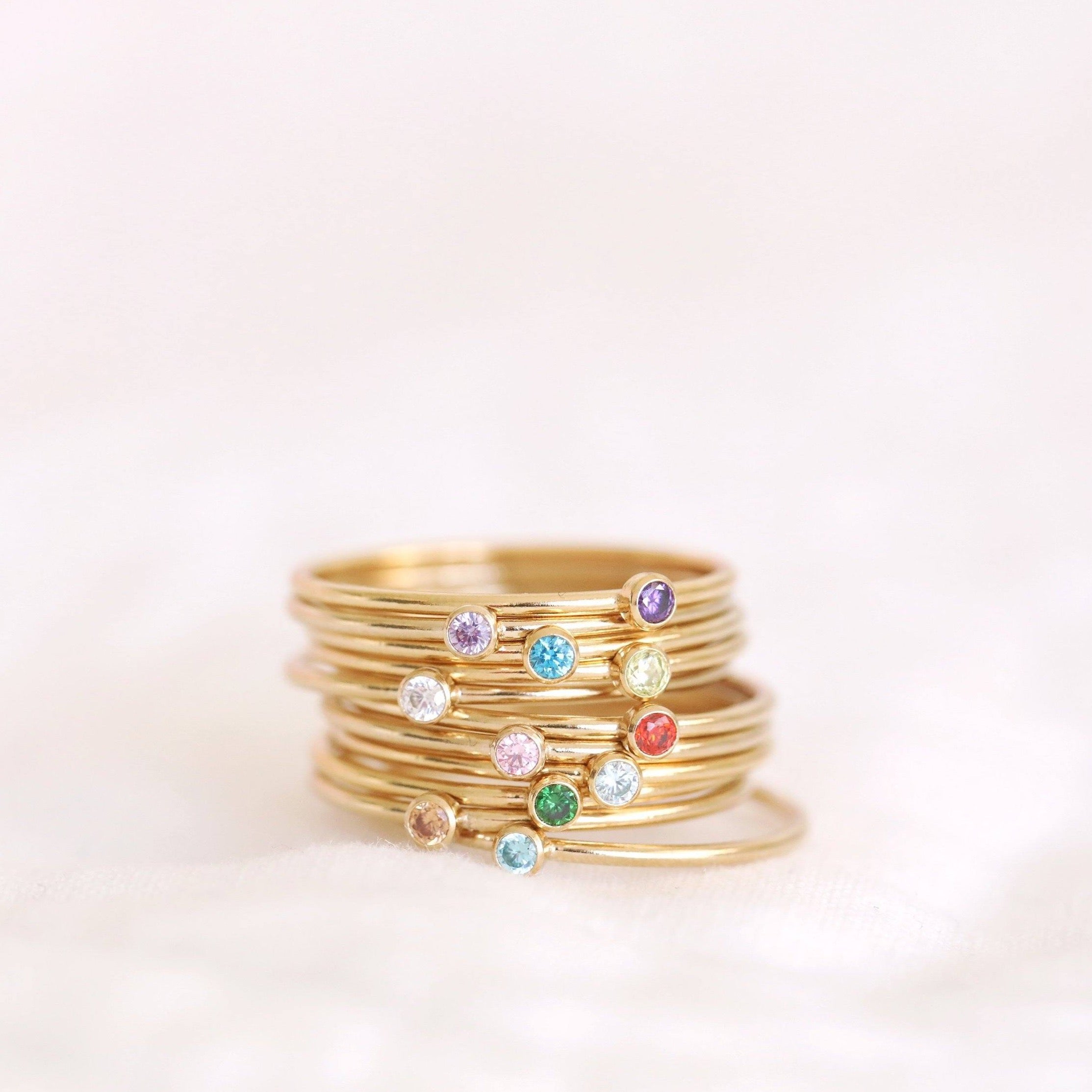 Birthstone rings made with sterling silver and gold filled Canada 