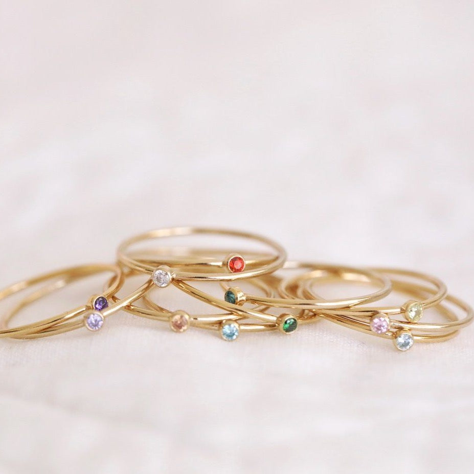 Sterling silver and gold filled handmade birthstone rings, sustainably made birthstones rings made in Canada