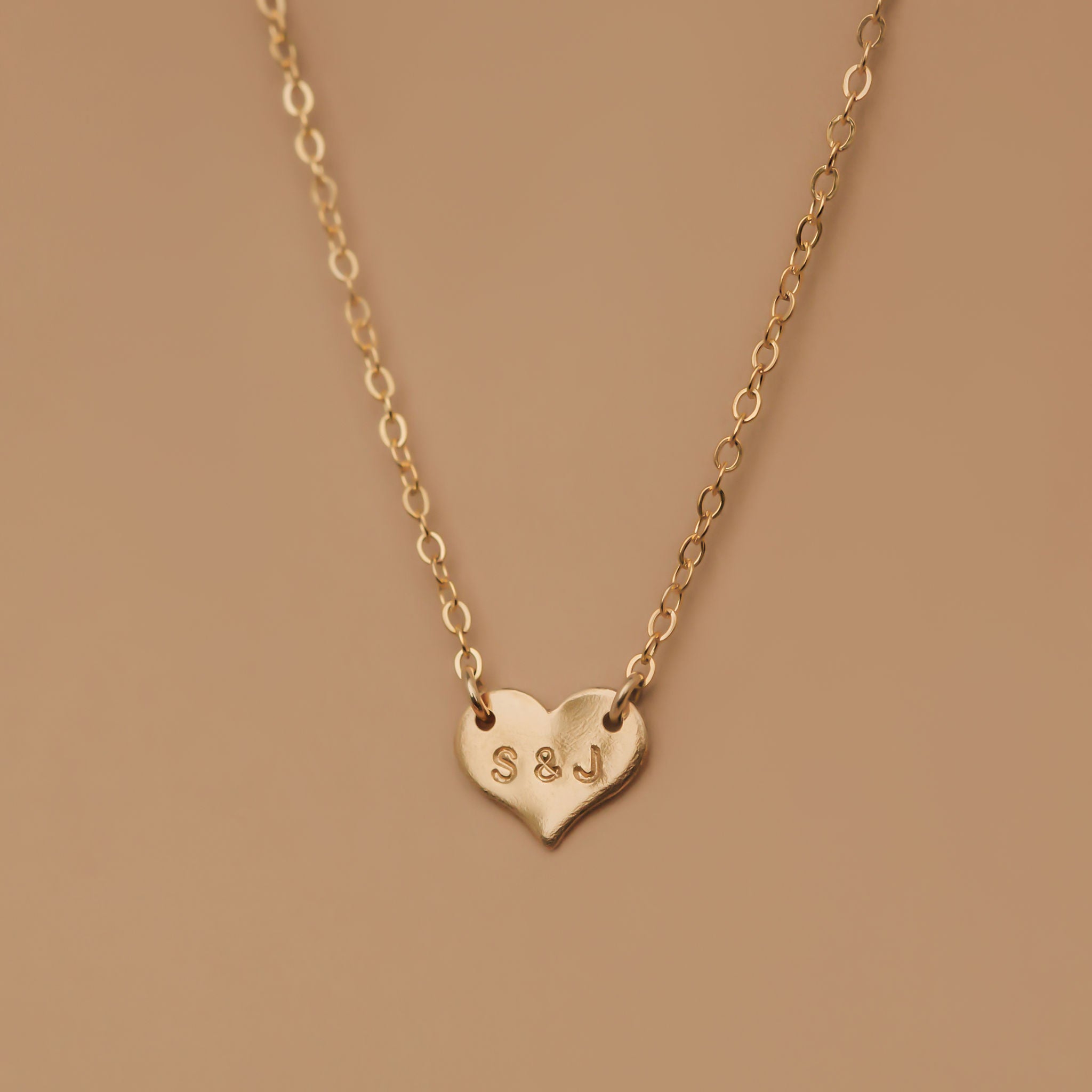 Custom Sweetheart Necklace, hand stamped with initials