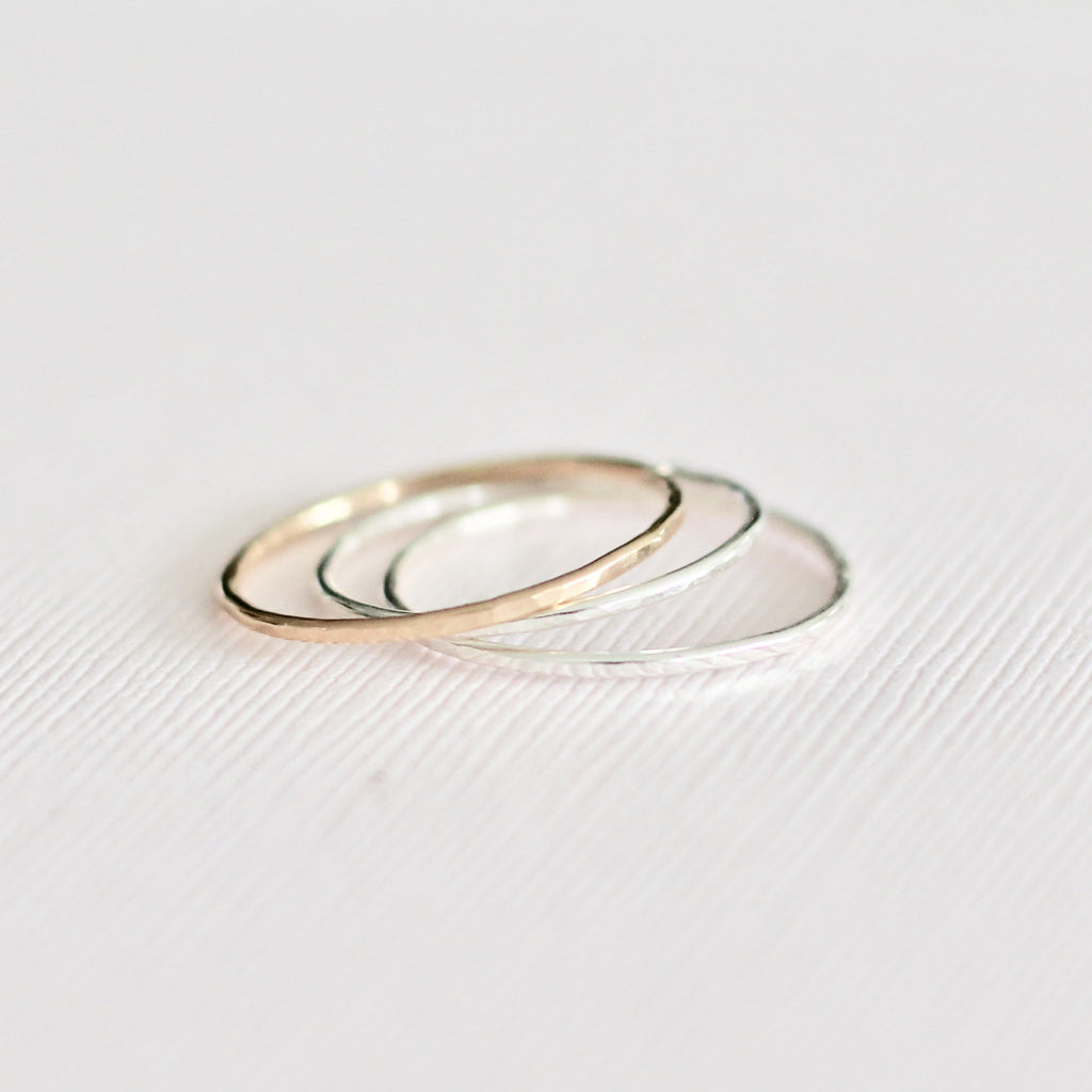 sterling silver gold filled minimal hammered simple ring