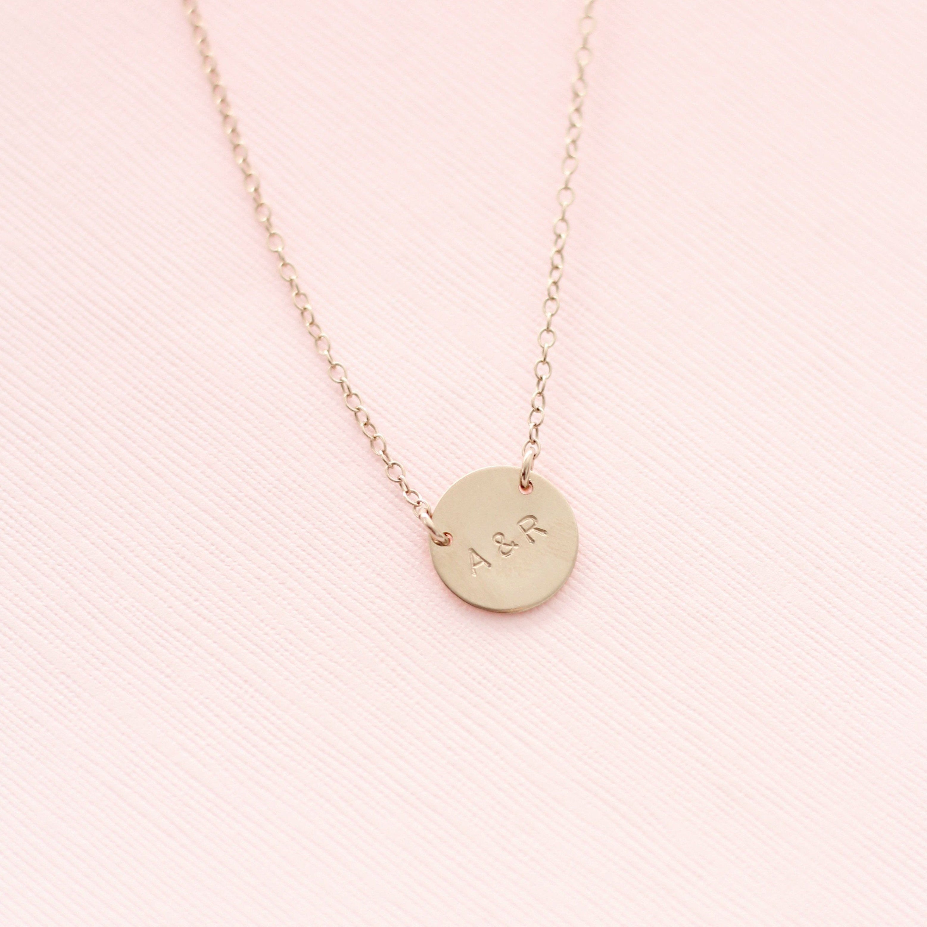 Custom handmade initial coin necklace made in Canada