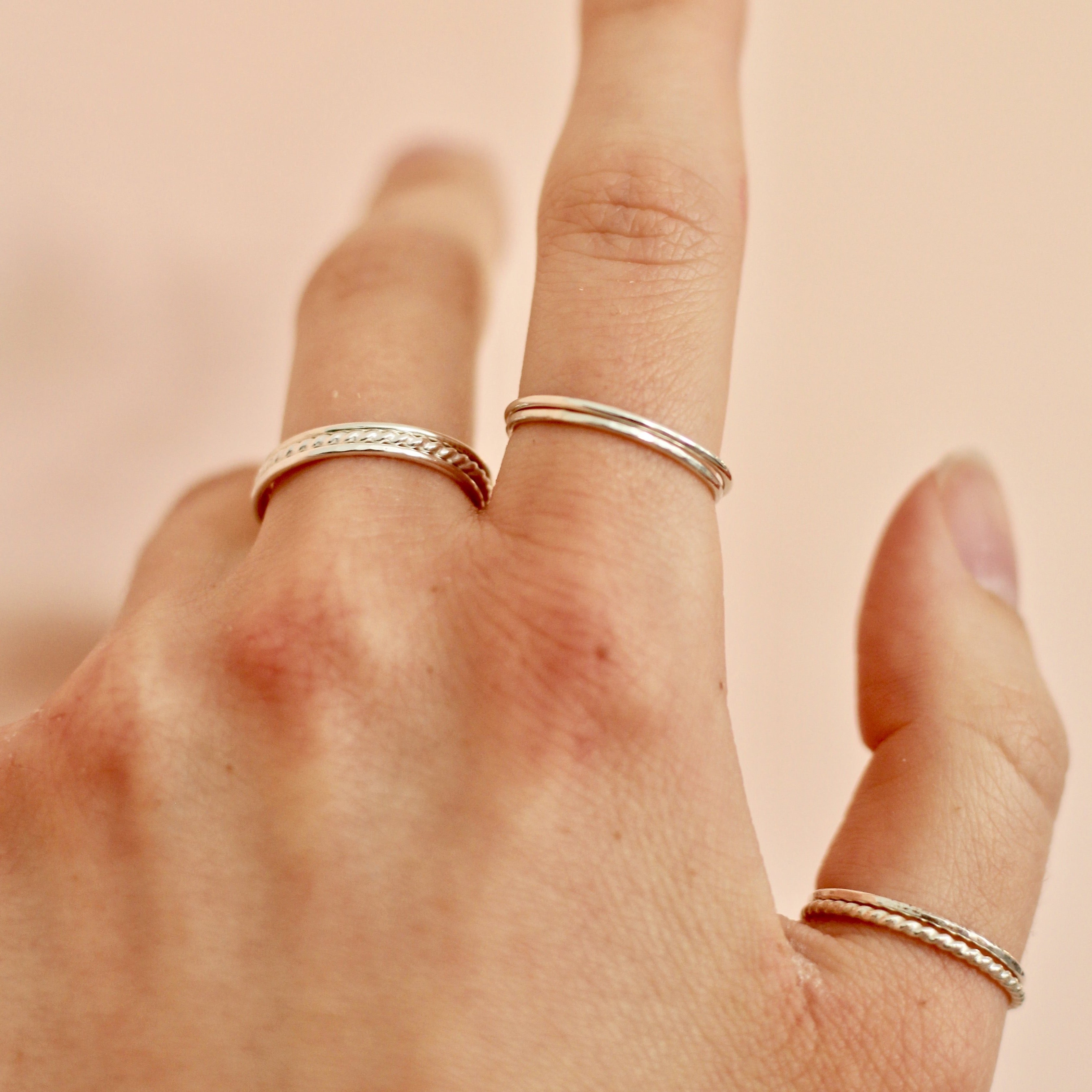 Stackable handmade rings in sterling silver made in Canada