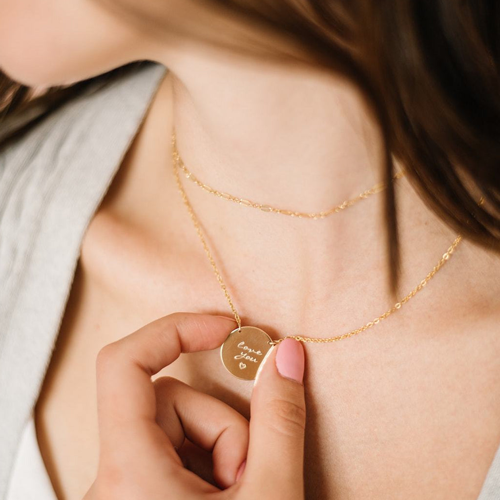 Handmade custom handwriting  willa coin necklace