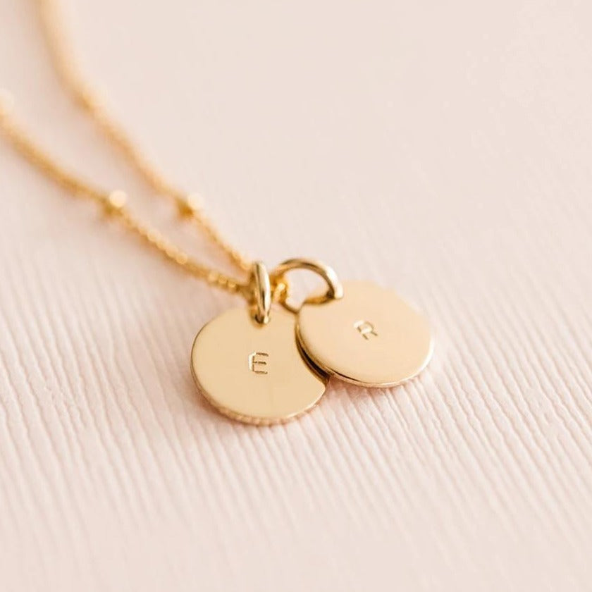 Hand stamped initial coin necklace